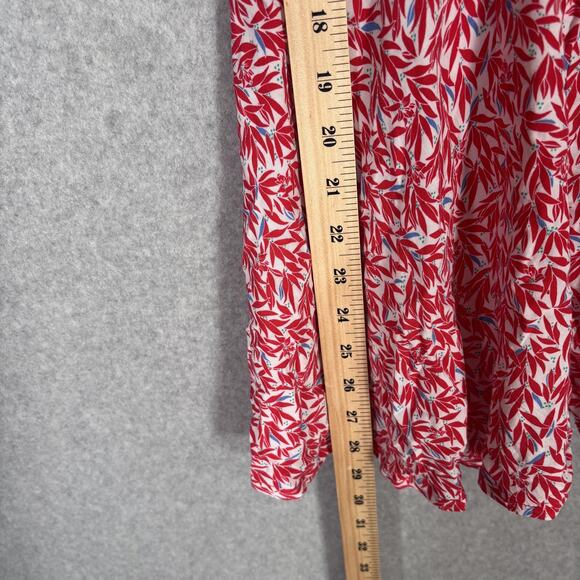 Lulus Romper Small Red Leaf Print Tie Front Flowy Dondi Romantic Vacation Resort - Picture 7 of 14